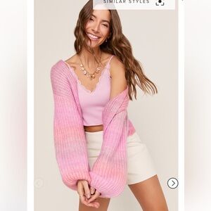 Francescas Miami Trina Lace Trim Ribbed Crop Top pink Lace Hem Crop Top large